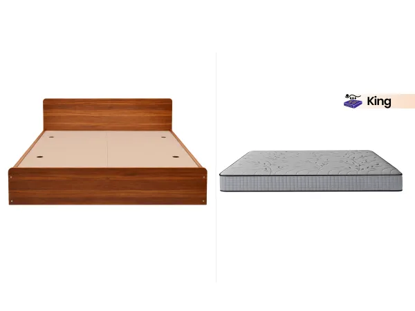 Luna King Engineered Wood Bed With King Latex Foam Mattress Combo